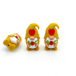 Apple Gnome Silicone Beads,3D Gnome Focal Beads,DIY Keychain Beads