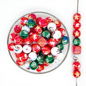 Assorted Christmas Acrylic Beads,Christmas Beads Mix,Gumball Beads,Loose Beads,Chunky Bubblegum Beads