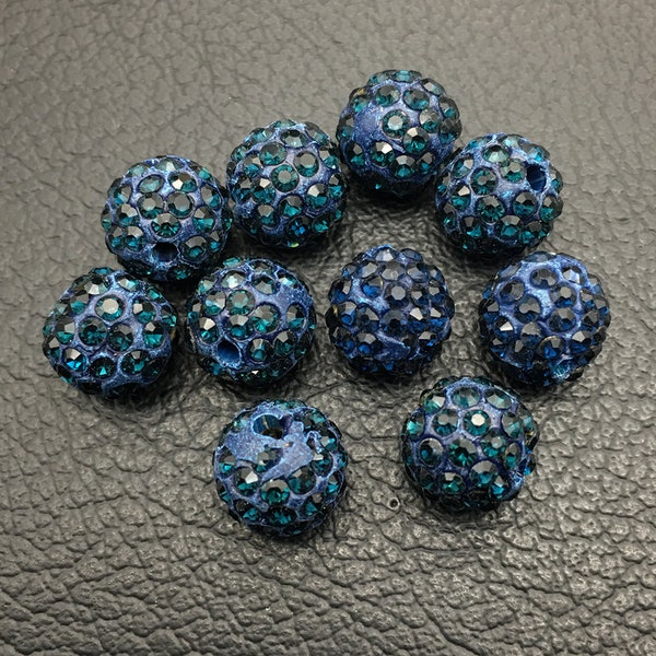 Lot 20/50/100Pcs Dark Blue AAA 6 Rows Crystal Micro Pave Disco Ball Crystal  Beads Bracelet Spacer