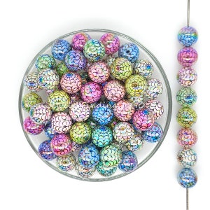 16mm Spider Web Bubblegum Acrylic Beads,Iridescent Gumball Beads,Resin Beads,Chunky Beads,Halloween Beads