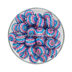 Stripe Rhinestone Acrylic Ball,20mm Bubblegum Beads,Chunky Gumball Beads,DIY Keychain Beads