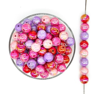 16mm Acrylic Bubblegum Beads,Iridescent Beads,Heart Beads,Gumball Beads,Round Beads