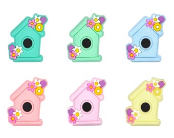 25*28mm Bird House Silicone Focal Beads, DIY Keychain Jewelry Making, Wholesale Beads, Shape Silicone Beads Bulk