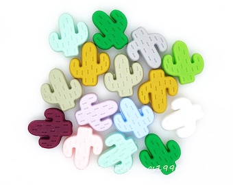 5 - 50 pcs Perles en silicone, Perles de cactus, Accessoires de perles, Perles de silicone en vrac, Perles en forme de cactus, Perles en vrac, Fabrication de bijoux, 25*23 mm