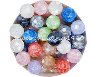20mm Glitter Bubblegum Beads, Heart Glitter Beads, Chunky Bubblegum Acrylic Beads