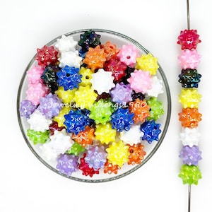 UV Sea Urchin Acrylic Beads,Chunky Beads,Iridescent Beads,Resin Beads,Jewelry Making Beads