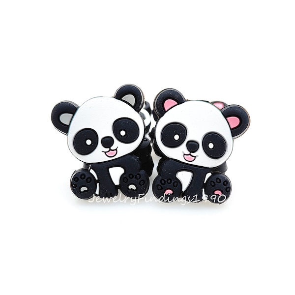 Panda Shaped Silicone Beads, Mini Cartoon Beads, Silicone Loose Beads, DIY Jewelry Necklace Keychain Pendant, Women Bag Charm Gifts, 24*30mm