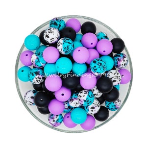 Round Silicone Beads,15mm Silicone Beads Mix,Loose Beads,Print Beads,Pen Beads
