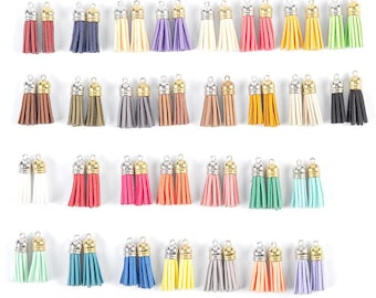 Borlas de gamuza sintética de 3,5 cm para manualidades, llaveros y pendientes colgantes, borlas de gamuza para llaveros, accesorios de joyería y colgantes.