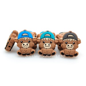 Highland Cow Focal Beads,Boy Cow Silicone Beads,Sitting Cow Silicone Focal Beads,Bulk Cow Animal Beads