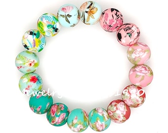Round Silicone Print Beads, 15mm Round Silicone Beads, Jewelry Beads, DIY Women Bag Charm Gift, Loose Silicone Beads, Wholesale Beads