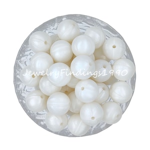 Pearl White Silicone Beads, Hexagon Geometric Beads, Round Loose Beads, Soft Silicone Beads, for DIY Craft Keychain Jewelry Making, - #41