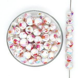 16mm Horror Hand Print Bubblegum Acrylic Beads,Loose Beads,Halloween Charm Beads For Pen,Gumball Beads