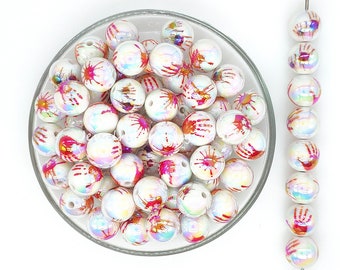 16mm Horror Hand Print Bubblegum Acrylic Beads,Loose Beads,Halloween Charm Beads For Pen,Gumball Beads