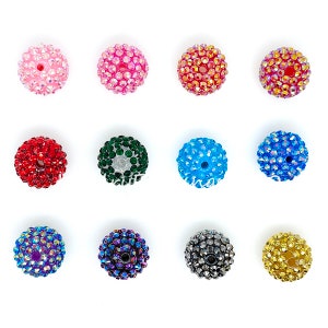 20MM Resin Rhinestone Beads, Chunky Beads, Acrylic Beads, Rhinestone Ball, 20mm Bubblegum Beads