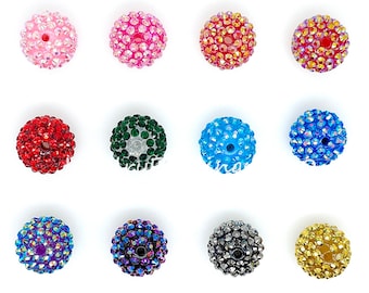 20MM Resin Rhinestone Beads, Chunky Beads, Acrylic Beads, Rhinestone Ball, 20mm Bubblegum Beads