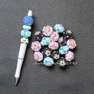 Flower Beads,Sparkle Rhinestone Polymer Clay,Fancy Beads,Pen Focal Beads