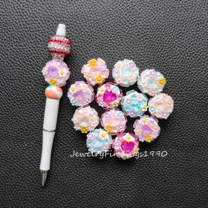 Gem Heart Rhinestone Clay Beads,Star Flower Fancy Beads,Sparkle Focal Beads For Pen