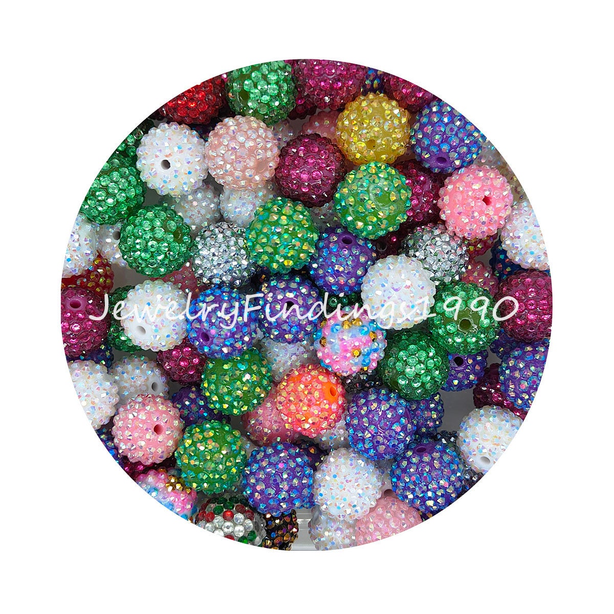 100pcs 20mm Colorful Resin Chunky Bubblegum Beads, Clay Beads Pave Disco  Ball Beads Mixed Color Polymer Clay Diamond Round Beads for DIY Jewelry