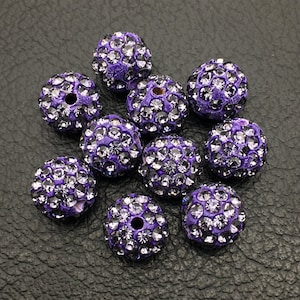 10mm Handmade Purple  Crystal Spacer Beads Rhinestone Micro Pave Diamond Disco Ball Beads For Jewelry Making