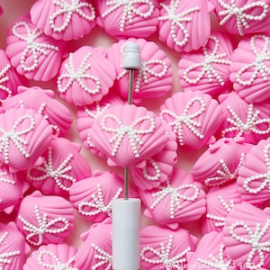 3D Pink Shell Bow Silicone Beads,Focal Beads For Pen,Making Jewellery