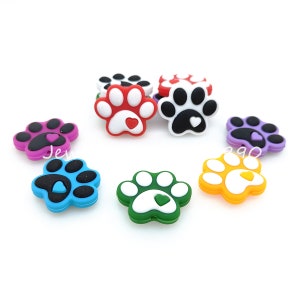 Perles focales de silicone de patte de chien animal, perles de silicone de patte d'animal familier, perles mélangées de lot