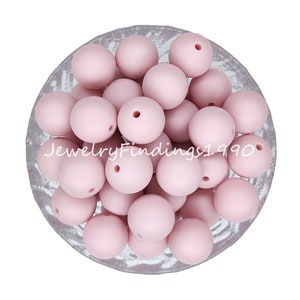 Contas de silicone rosa de quartzo, contas de silicone de 15mm, contas redondas de silicone, acessórios de joias, para pulseiras de colar DIY