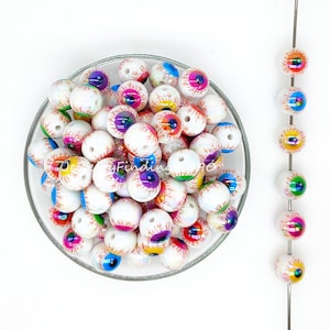 16mm Eye Print Acrylic Gumball Beads,Loose Bubblegum Beads,Charm Beads,Halloween Beads