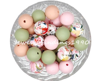 Assorted Colors Beads for Beaded Pen, Round Silicone Beads, 15mm Silicone Loose Beads, Mixed Colors Beads, DIY ID Badge Lanyards