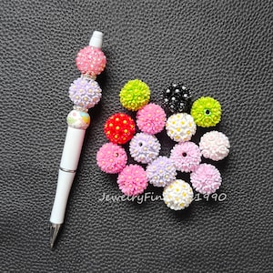 20mm Polymer Clay Flower Ball Beads,Mixed Flower Fancy Beads,Chunky Beads,Fancy Beads for Pen
