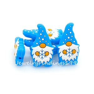 Silicone Focal Beads, Christmas Beads, Snowflakes Gnome Focal Silicone Beads