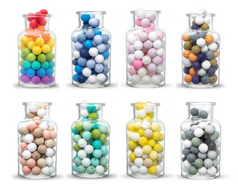 Mixed Silicone Beads, Round 12/15mm Silicone Beads, Bulk 20/50/100Pcs Loose Beads, Silicone Beads
