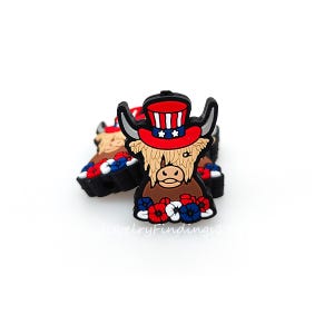 Highland Cow Focal Beads,Patriotic Cow Silicone Beads,Cow Beads,Making Keychain