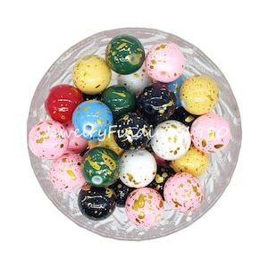 Mix Colorful 16mm Gumball Acrylic Beads, Splash Painted Beads, Bubblegum Beads