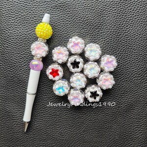 Bling Star Gem Fancy Beads,Sparkle Rhinestone Pearl Clay Beads, Fancy Beads For Pen