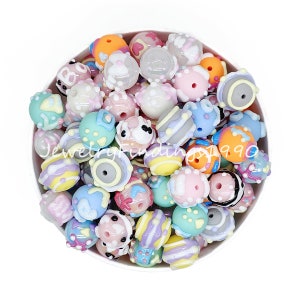 16mm Hand-Painted Beads, Acrylic Beads, Charm Beads,DIY Craft Making Beads