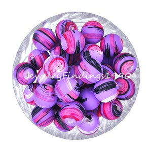 Asaka Print Beads, Silicone Loose Bead, 12/15mm Print Beads, 10 - 100 Bulk Bead, Round Silicone Bead, Jewelry Making Craft Accessories, # 64