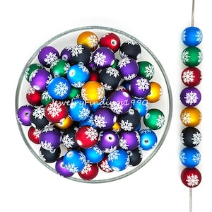 16mm Christmas Snowflake Gumball Beads,Acrylic Bubblegum Beads,Loose Resin Beads,Round Beads