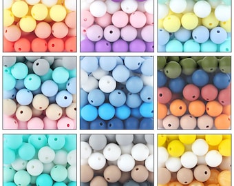 Mixed Lot Silicone Beads, Round Loose Beads, 12/15mm Wholesale Silicone Beads, Women Bag Charm Keychain Necklace Jewelry Making Supplies