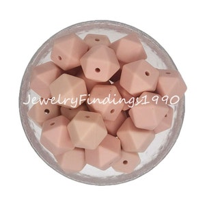 Bulk Silicone Beads,17mm Hexagon Peach Silicone Beads, Hexagon/Polygon Beads, DIY Necklace Bracelet Gifts, - #84