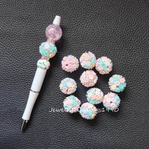 Spring Flower Beads, Fancy Floral Acrylic Beads ,20mm Round Flower Focal Beads,Metal Beads