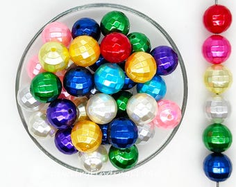 20mm Faceted Faux Pearl Beads,Bubblegum Resin Beads,Chunky Bead For Jewelry Making