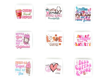 Printed Coffee Silicone Beads,9Pcs Assorted Coffee Beads,Bulk Coffee Silicone Focal Beads For Pen