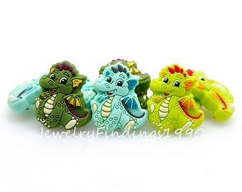 Dinosaur Shape Silicone Beads, Dinosaur Focal Silicone Beads