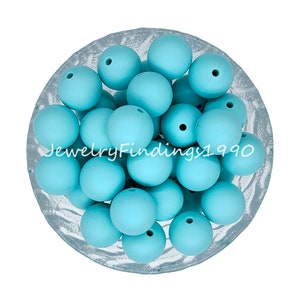 Caribbean Blue Silicone Beads, Silicone Beading Supplies, Wholesale 12/15mm Round Silicone Beads, - #46