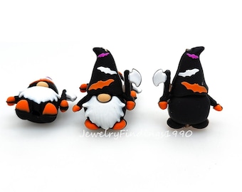 Perline focali 3D a forma di gnomo pipistrello, perline in silicone di Halloween, perline in silicone a forma di gnomo, perline sfuse