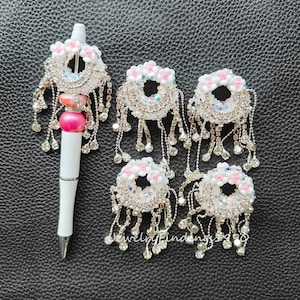 Star Sequin Flower Fancy Beads,Bling Sparkling Rhinestone Tassel Focal Beads,Pen Beads