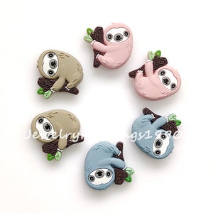 Silicone Sloth Beads, 34*34mm, 1-50Pcs Silicone Beads ,Focal Beads, Animal Silicone Beads, DIY Pen Jewelry