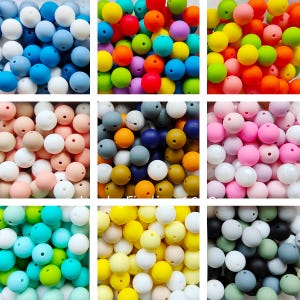 Mixed Silicone Beads, Round 12/15mm Silicone Beads, Bulk 20/50/100Pcs Loose Beads, Silicone Beads