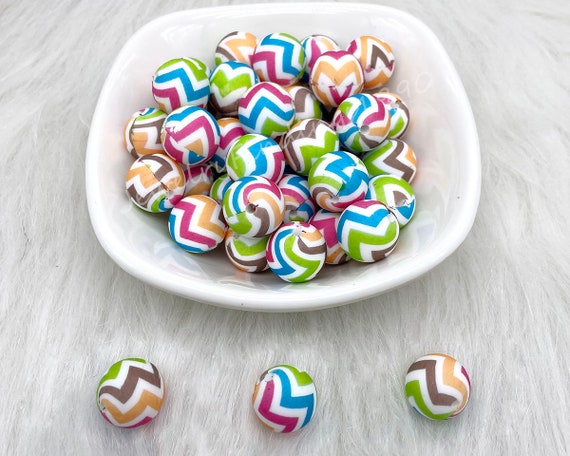 Colorful Wave Print Beads Print Silicone Beads Round | Etsy